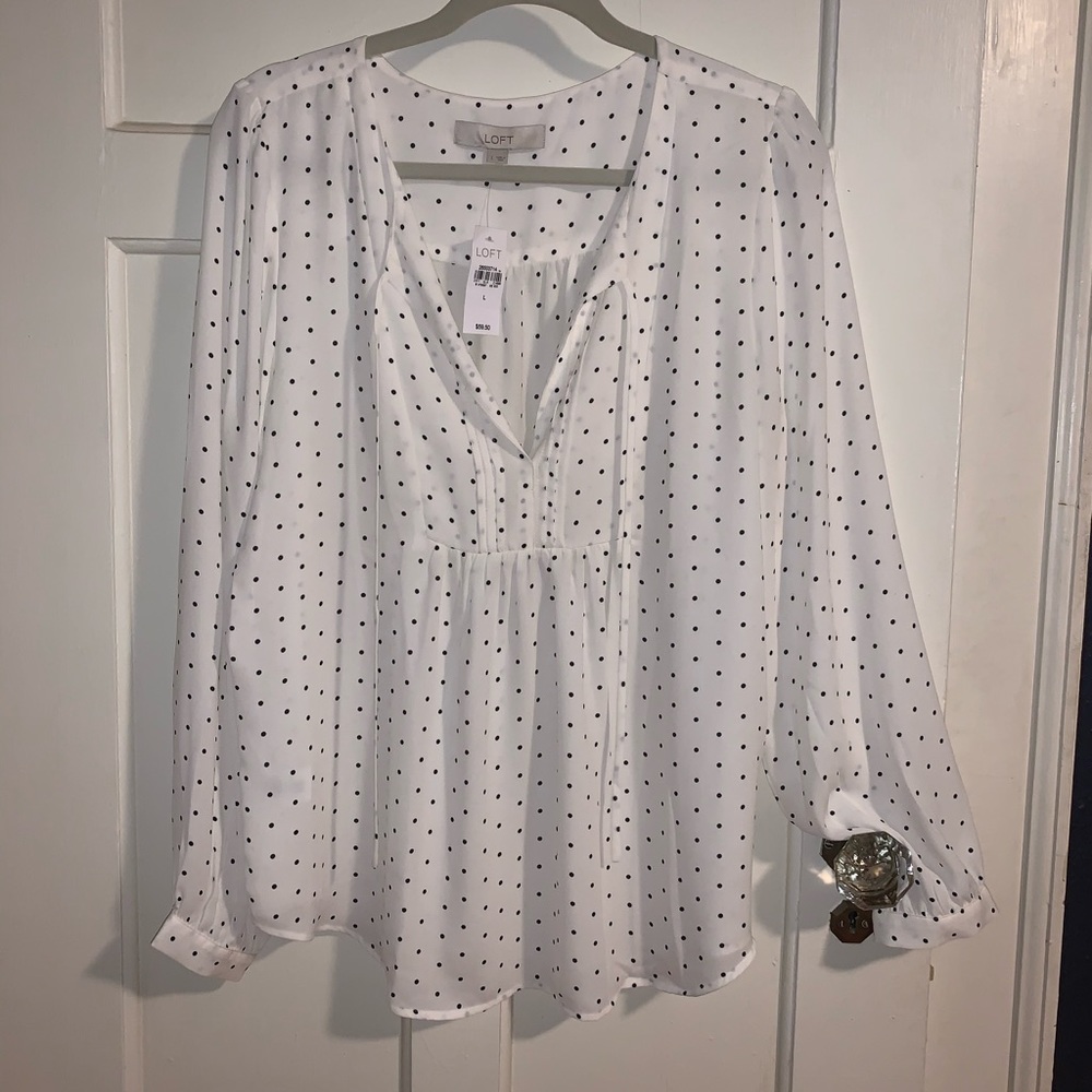 NWT Loft Tunic Swiss Dot Blouse